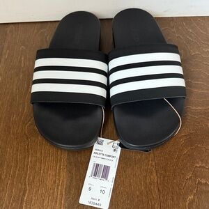 adidas Black and White Slide Sandals